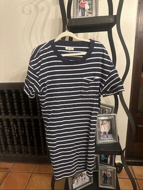 Madewell Navy and White Striped Dress